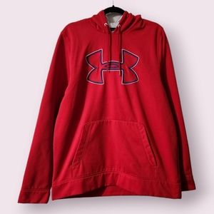 Under Armour Pullover Hoodie Men's Size Large Red Sporty Sweater Gym, Athletic